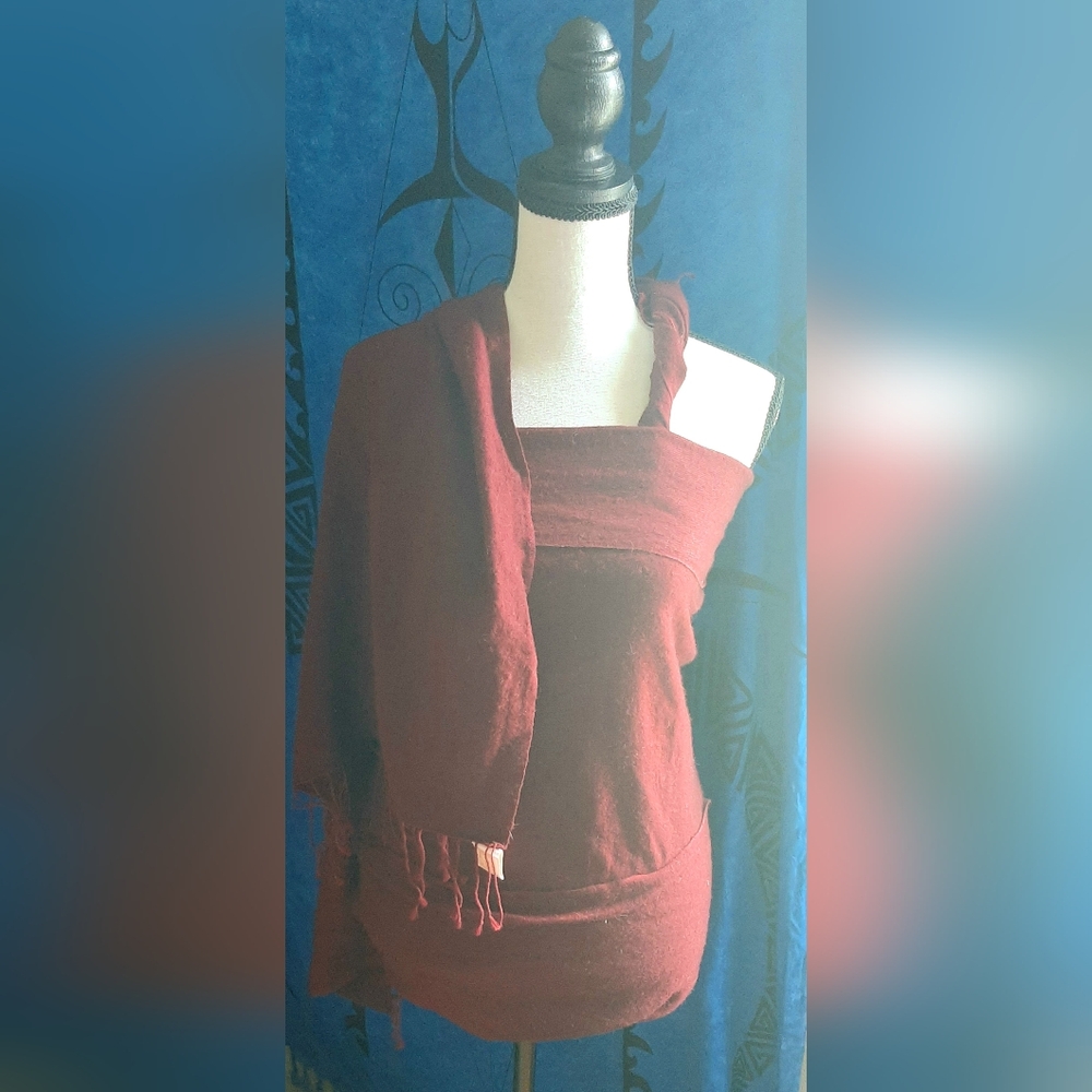 Bold Burgundy Scarf/Wrap (Not A Dress) 70% Wool 30%silk